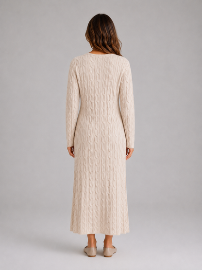Abito Lungo Donna in Maglia a Trecce