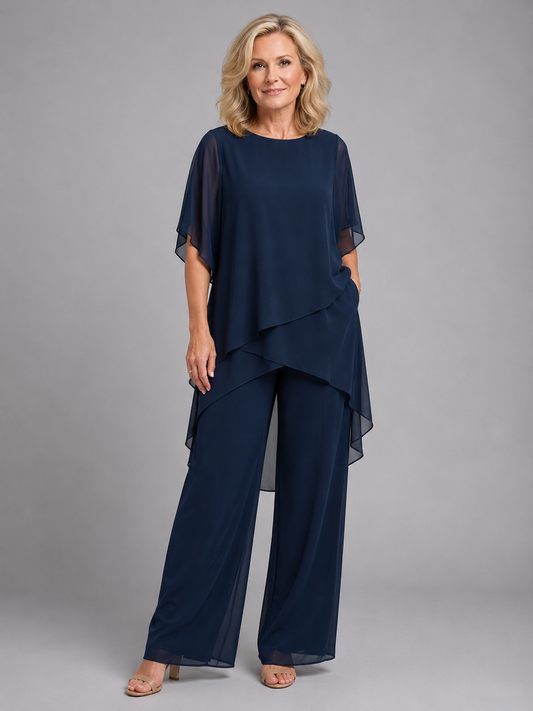 Completo Donna in Chiffon con Top Asimmetrico
