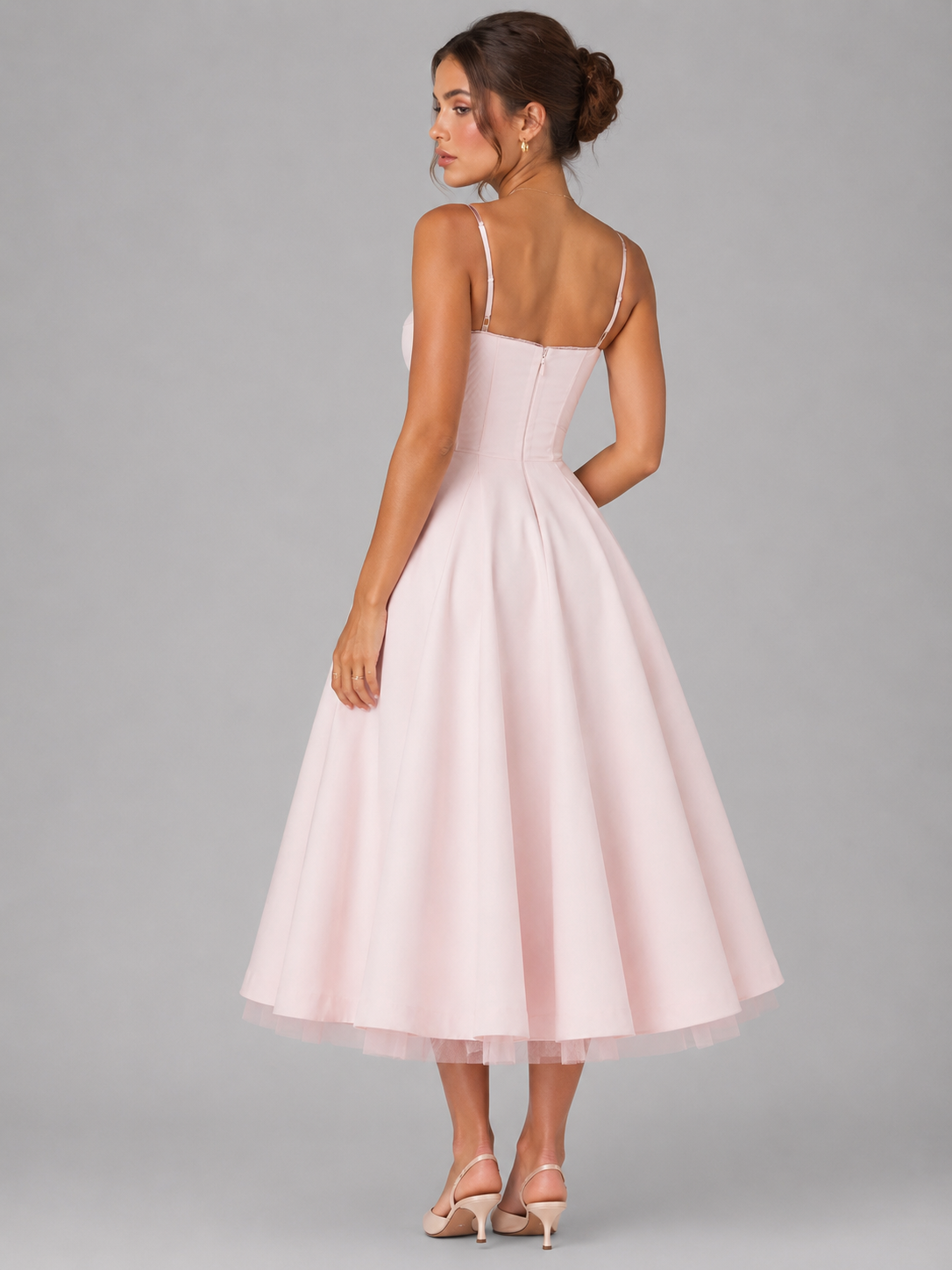 Abito Midi Donna Corsetto con Gonna Ampia