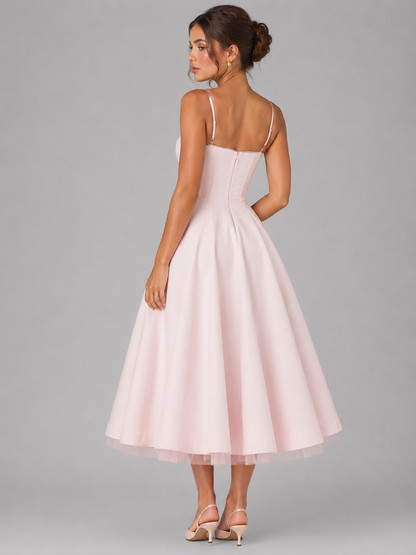 Abito Midi Donna Corsetto con Gonna Ampia