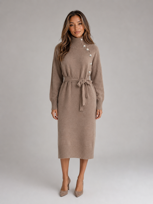 Abito Midi Donna in Cotone con Dolcevita