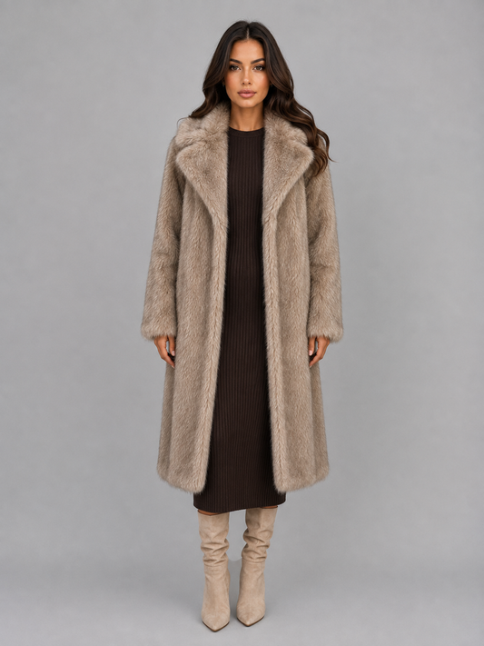 Cappotto Lungo Donna in Pelliccia Sintetica Oversize