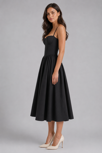 Abito Midi Donna Corsetto Floreale con Coppe Integrate