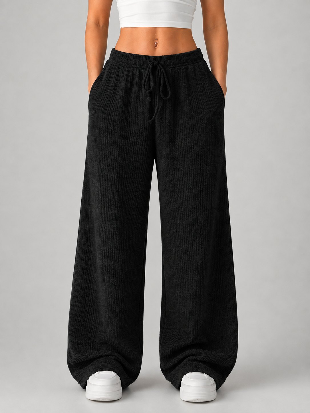Pantaloni Donna in Maglia con Coulisse