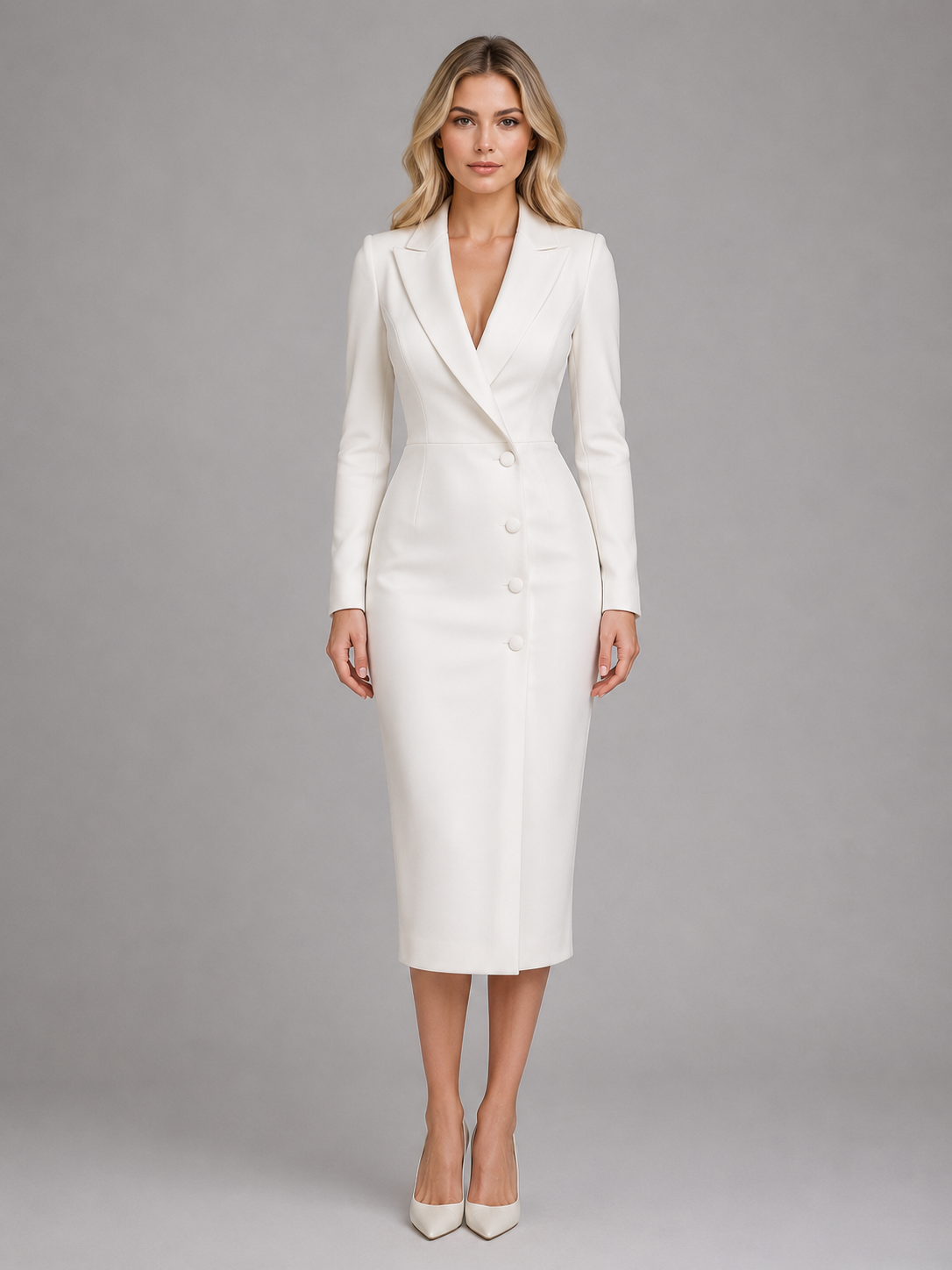 Abito Blazer Midi Donna Bianco