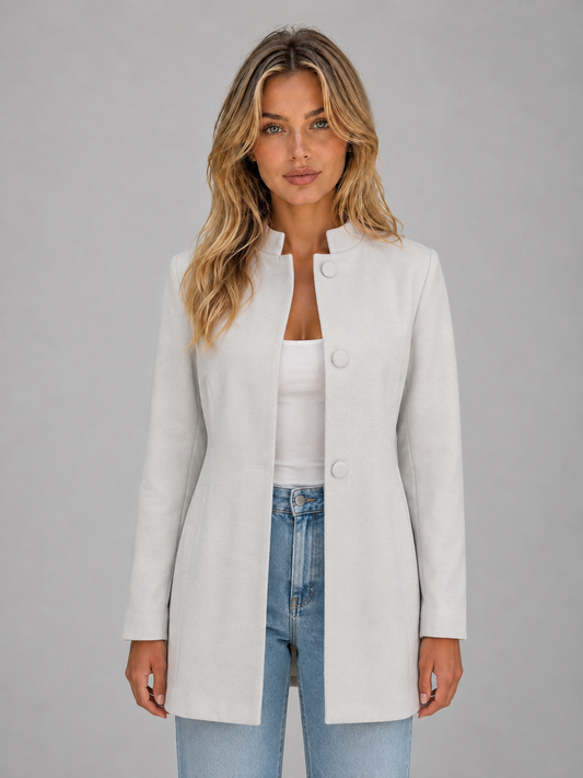 Cappotto Lungo Donna con Bottoni Coperti