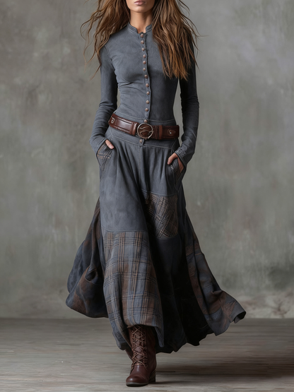 Élise | Maxi Abito in Suede con Cintura