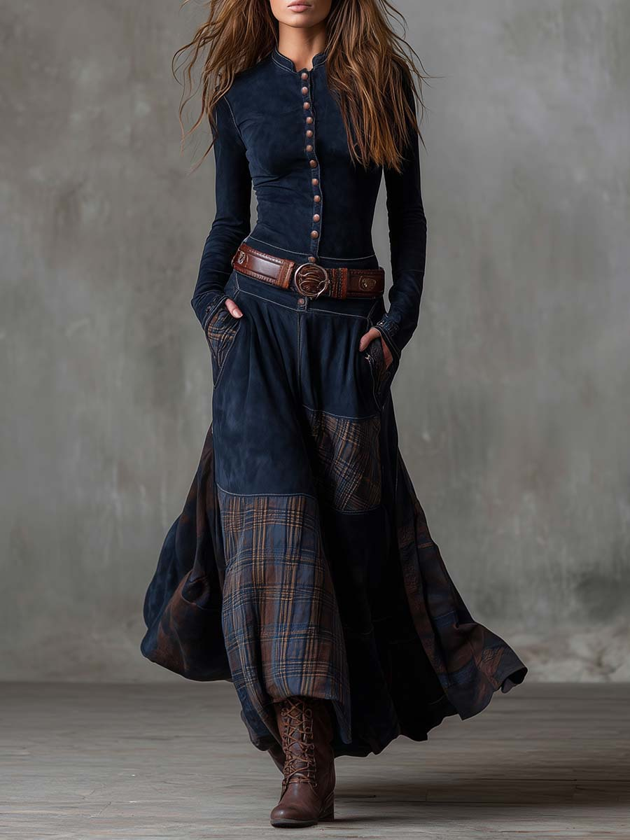 Élise | Maxi Abito in Suede con Cintura