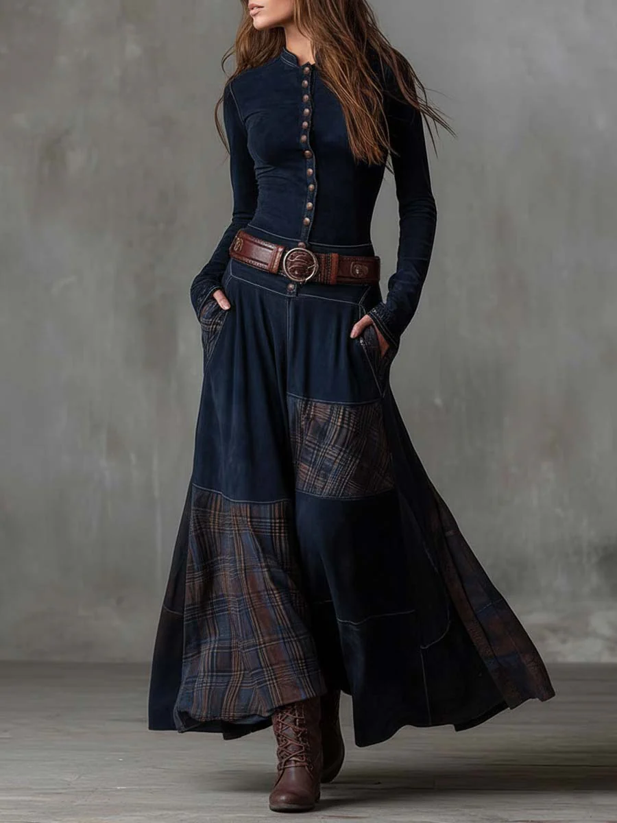 Élise | Maxi Abito in Suede con Cintura