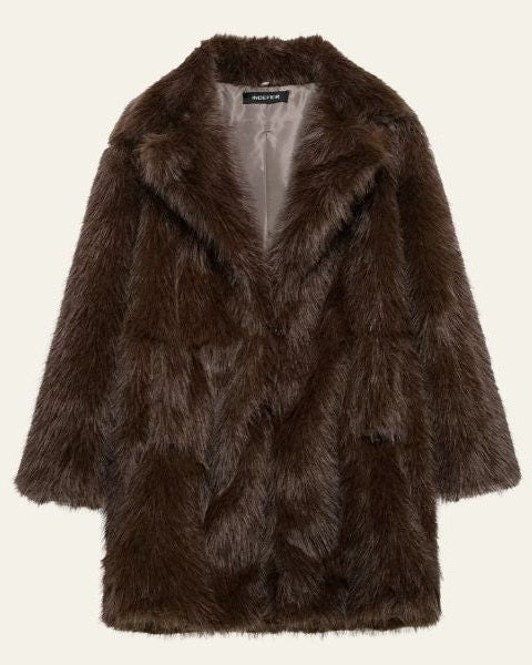 Cappotto Donna in Pelliccia Sintetica Voluminoso
