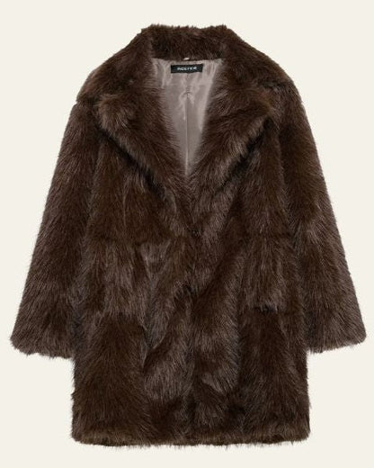 Cappotto Donna in Pelliccia Sintetica Voluminoso