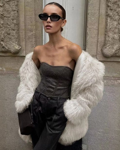 Cappotto Donna in Pelliccia Sintetica Voluminoso