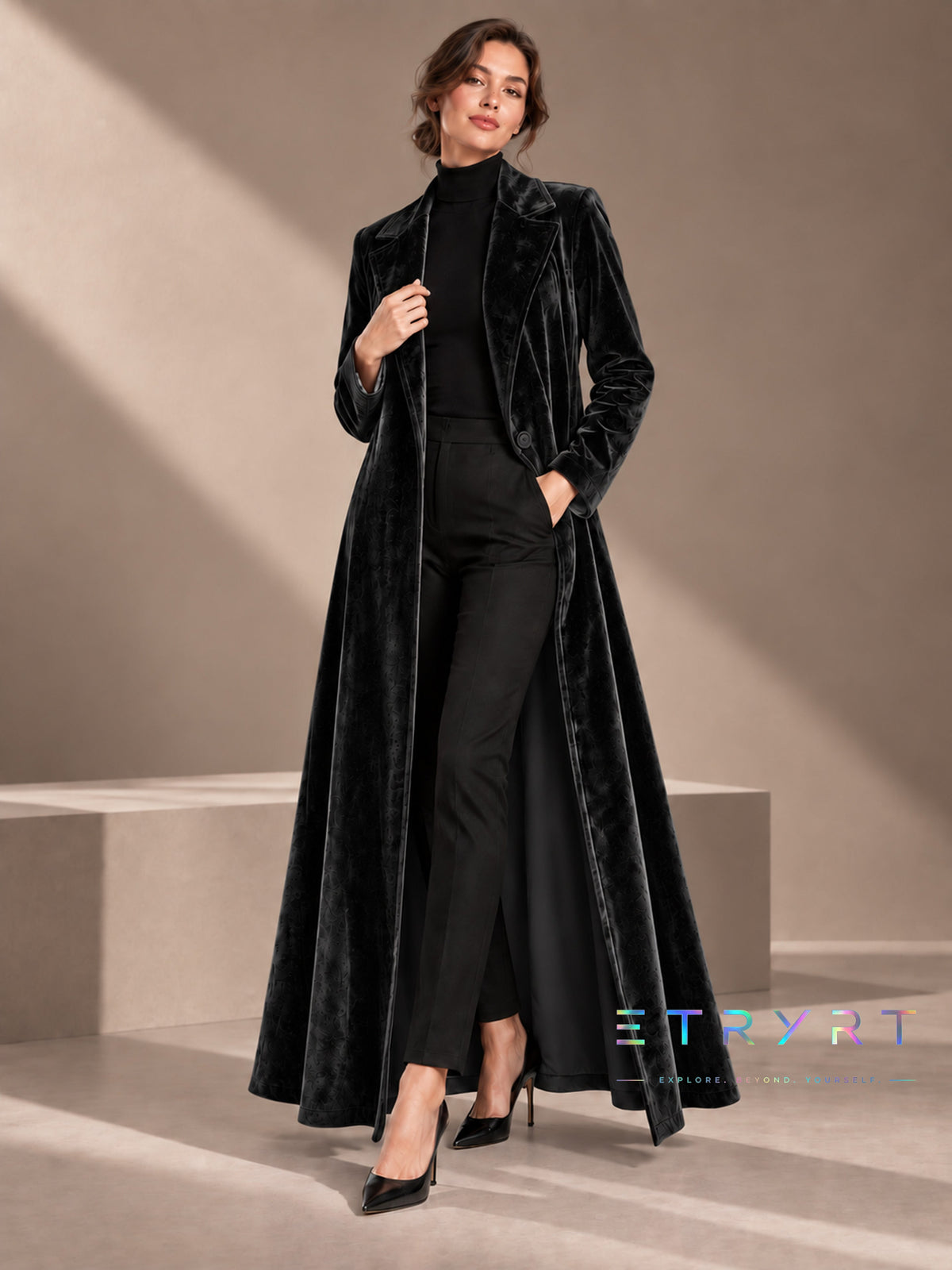 Beatrice | Cappotto Maxi Donna in Velluto Aperto