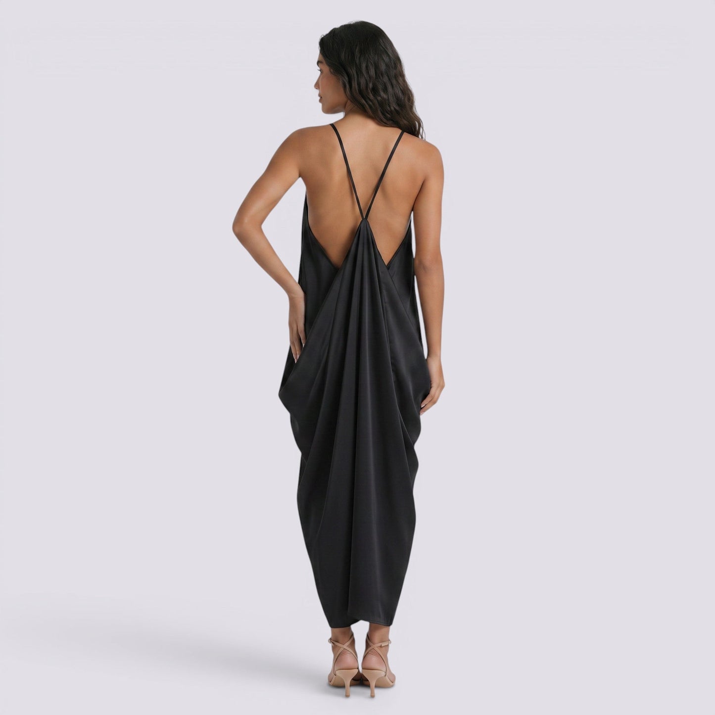 Abito Lungo Donna Halter in Raso Linea A