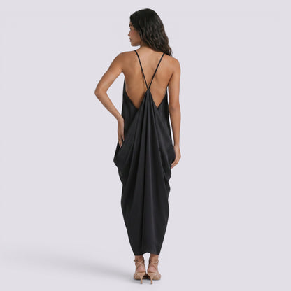 Abito Lungo Donna Halter in Raso Linea A