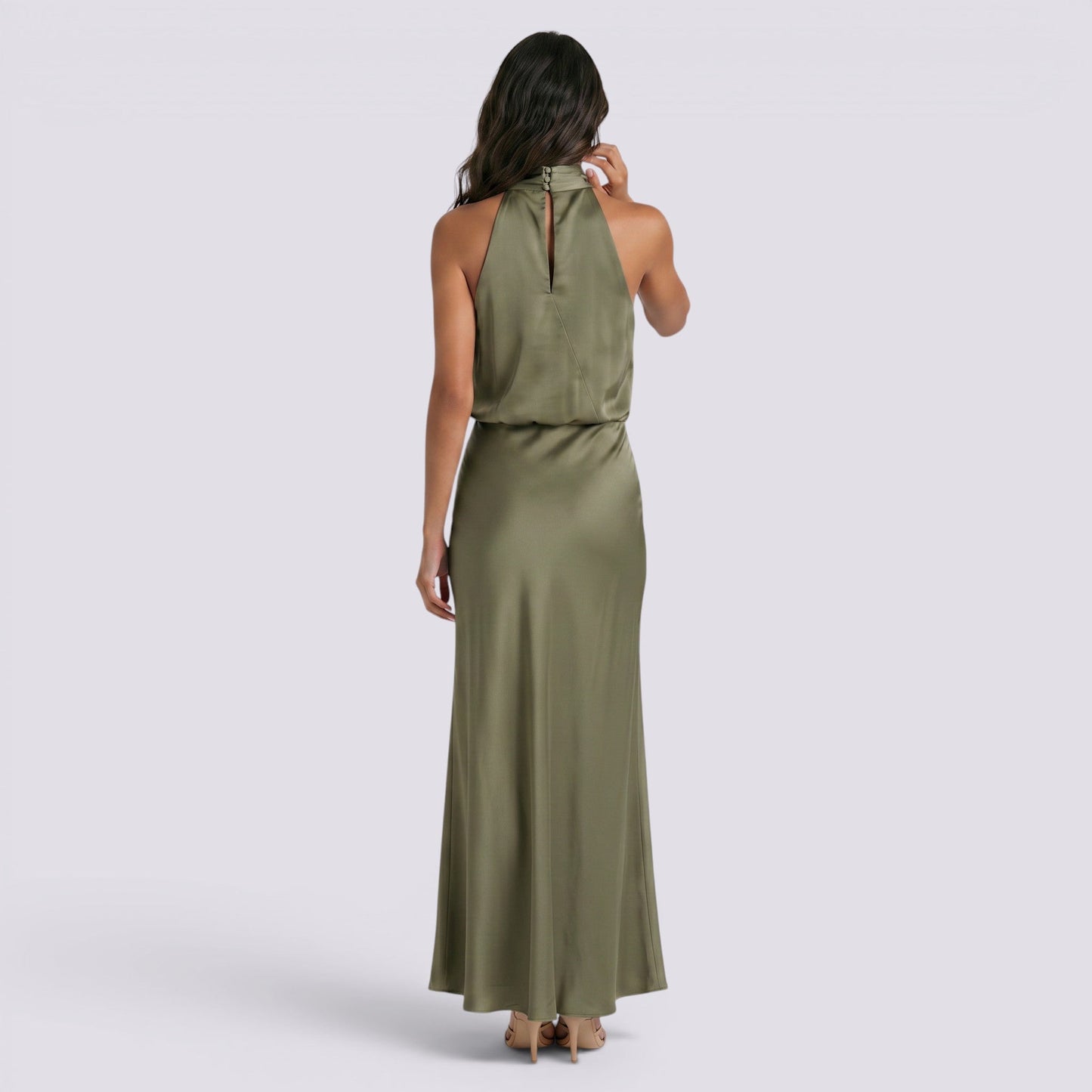 Abito Lungo Donna in Raso Fluido