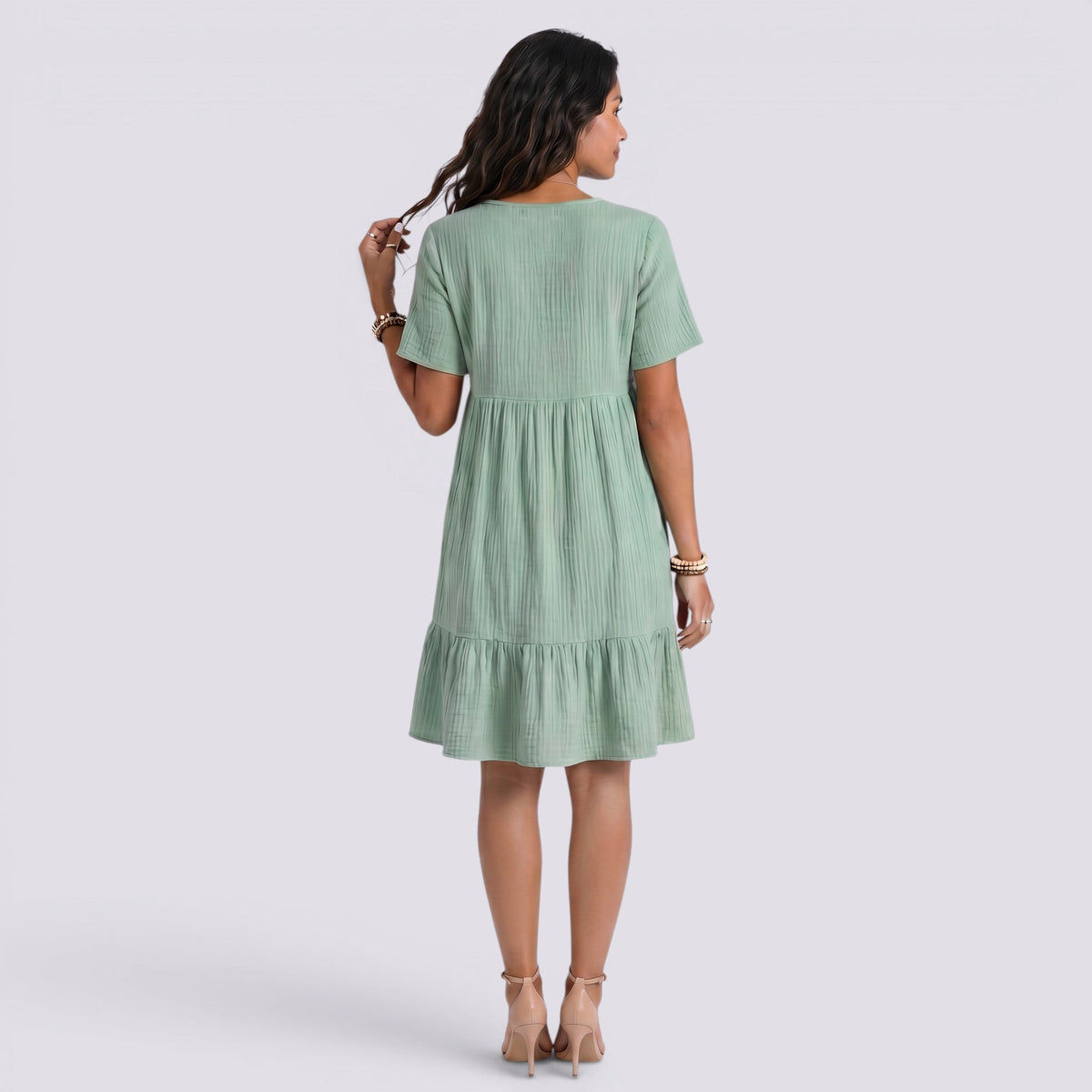 Abito Corto Donna Boho con Scollo a V