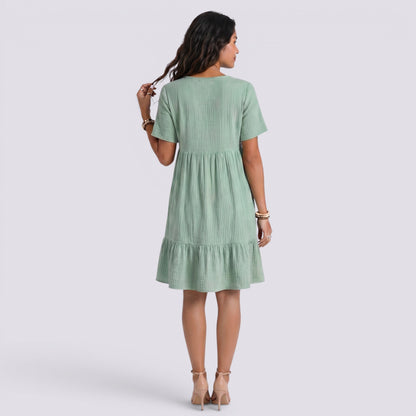 Abito Corto Donna Boho con Scollo a V