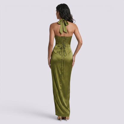Abito Lungo Donna Halter Fluido