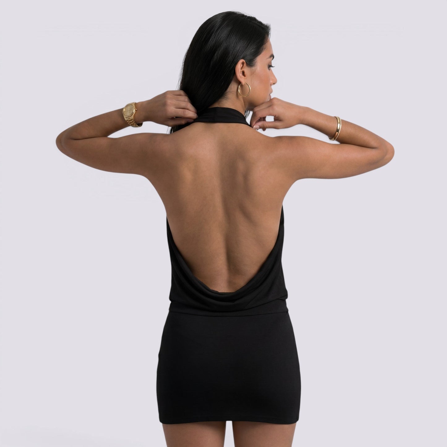 Abito Corto Donna Halter con Schiena Aperta