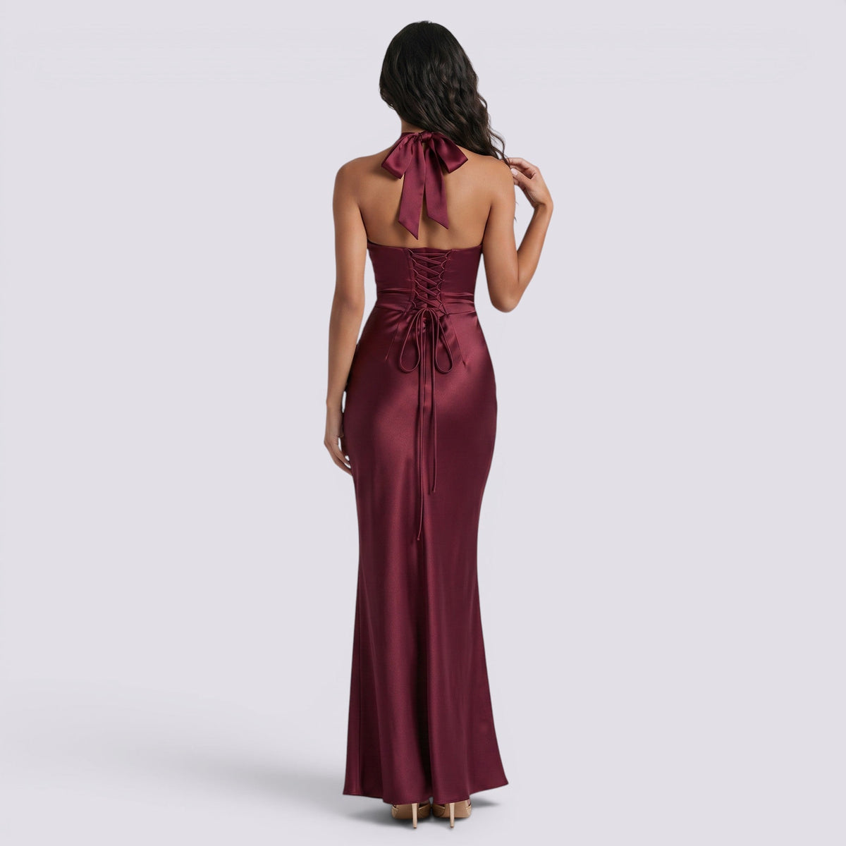 Abito Lungo Donna Halter Fluido