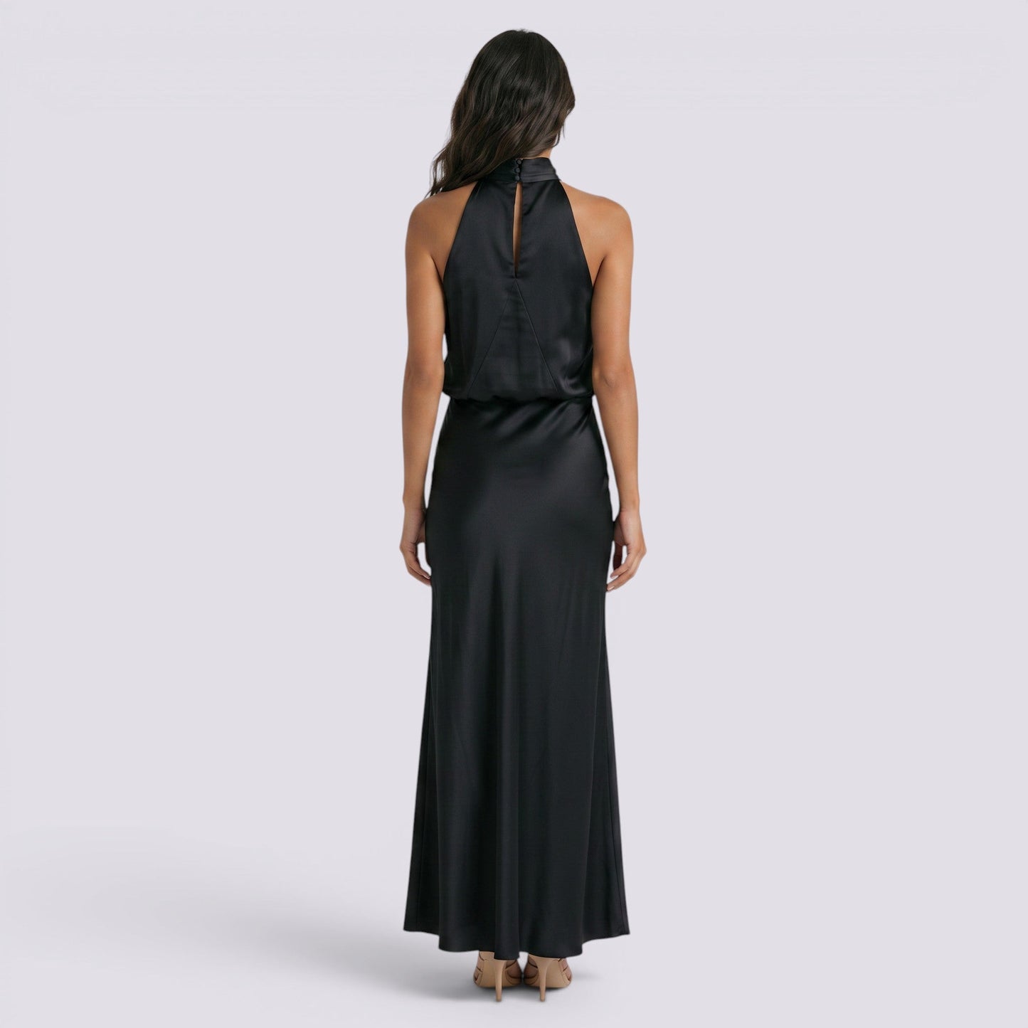 Abito Lungo Donna in Raso Fluido