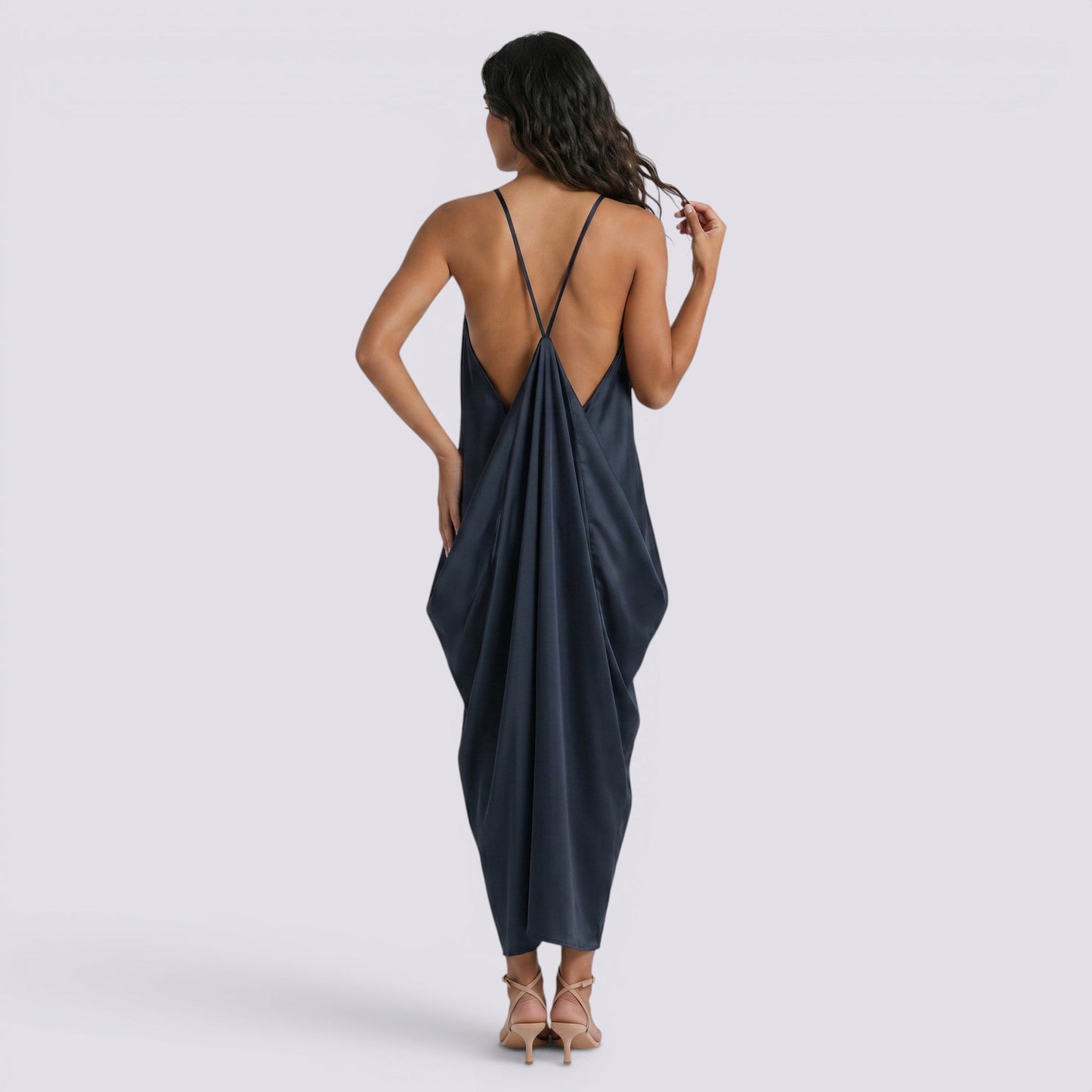 Abito Lungo Donna Halter in Raso Linea A