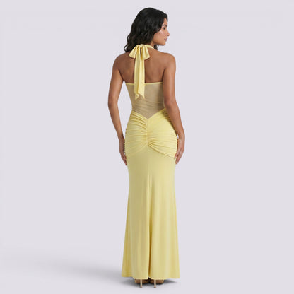 Abito Lungo Donna Halter con Schiena Aperta