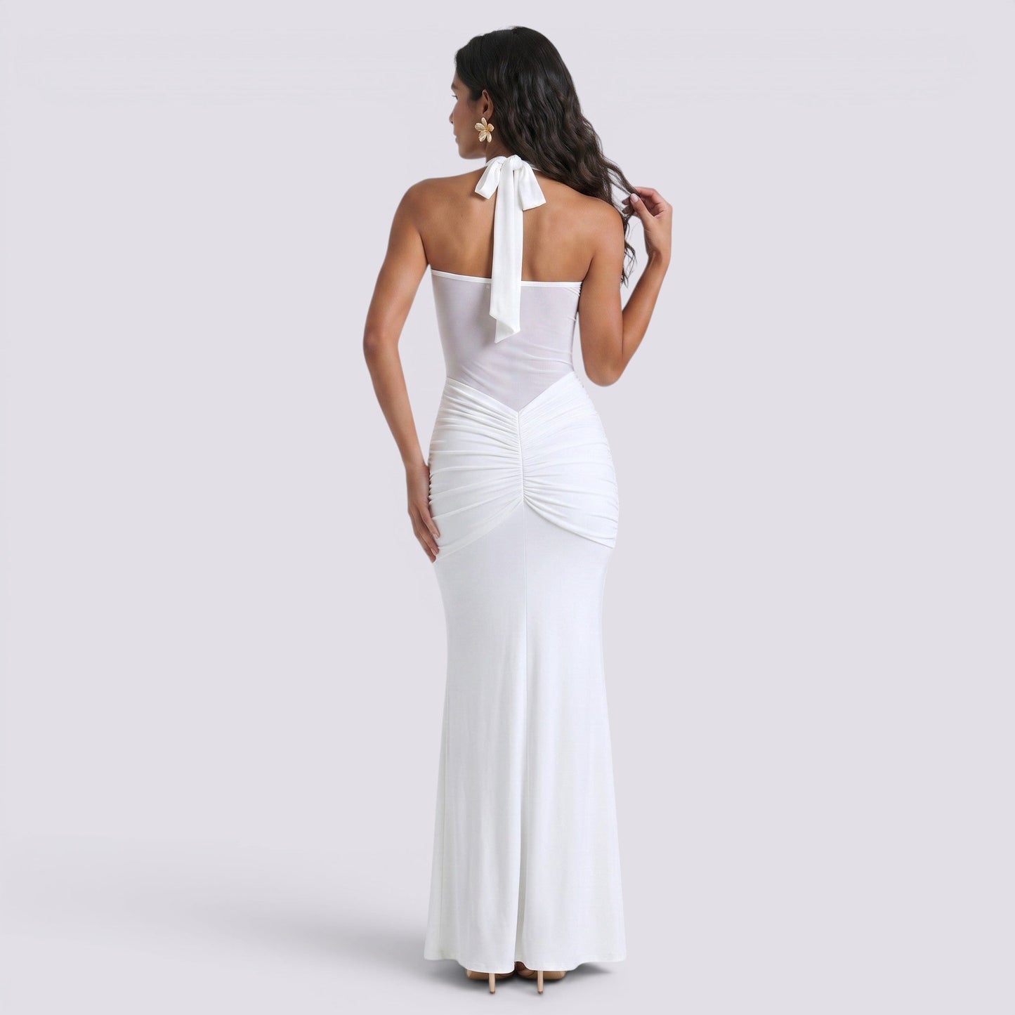 Abito Lungo Donna Halter con Schiena Aperta