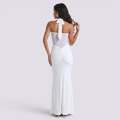 Abito Lungo Donna Halter con Schiena Aperta
