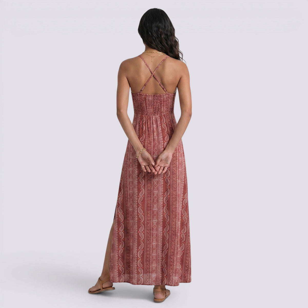 Abito Lungo Donna Boho con Schiena Aperta