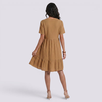 Abito Corto Donna Boho con Scollo a V