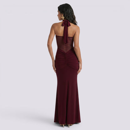 Abito Lungo Donna Halter con Schiena Aperta