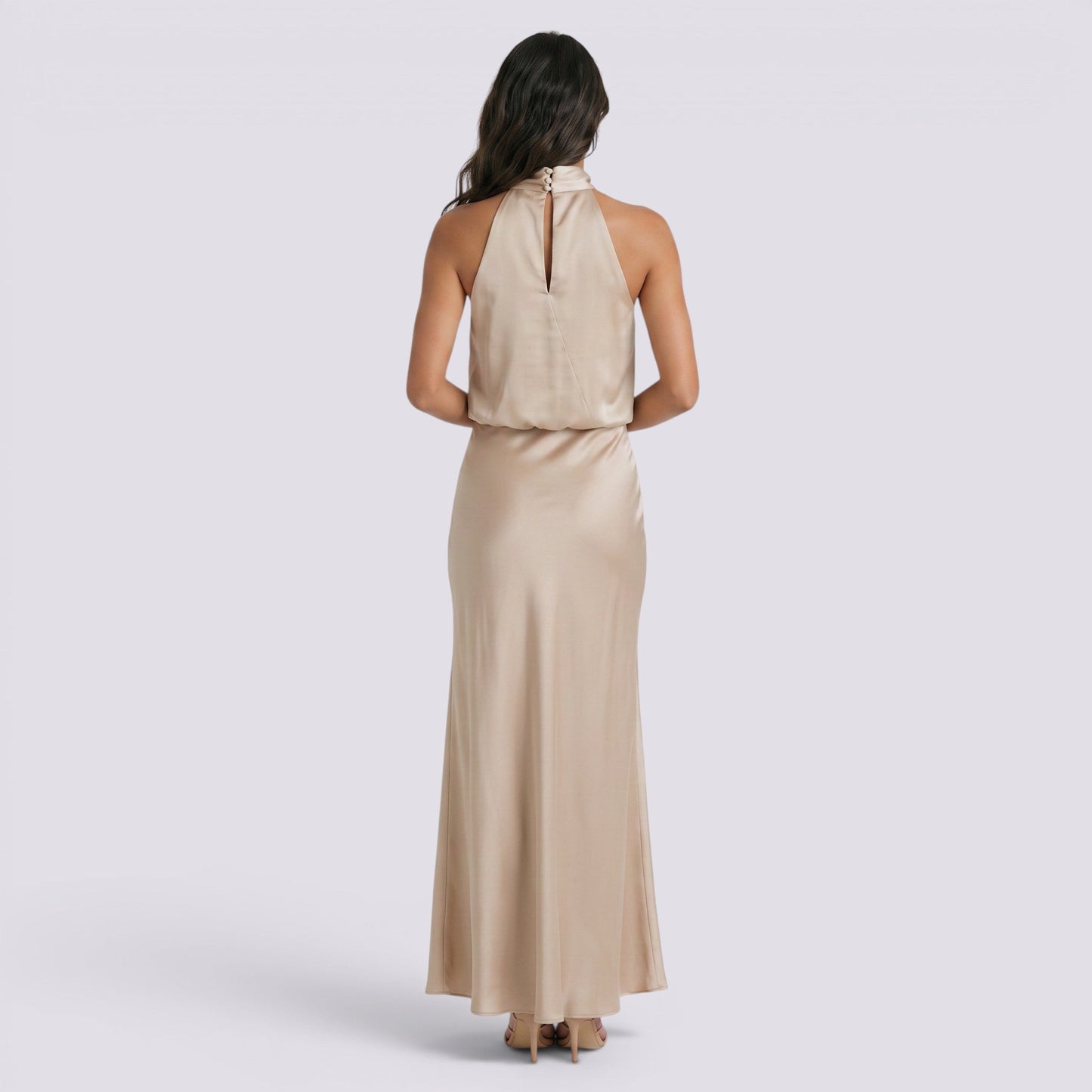 Abito Lungo Donna in Raso Fluido