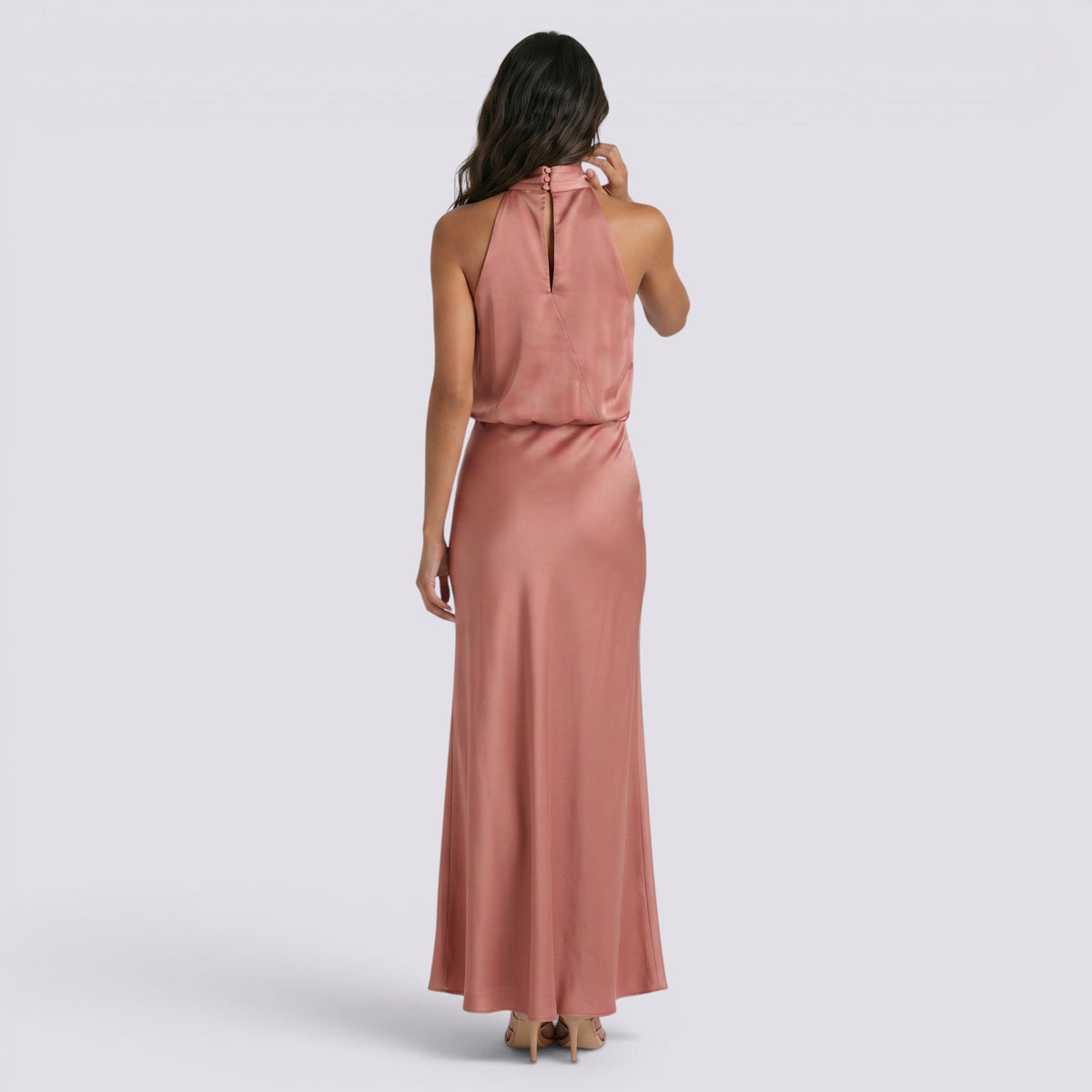 Abito Lungo Donna in Raso Fluido