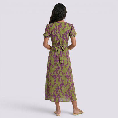 Abito Lungo Donna Floreale con Scollo a V