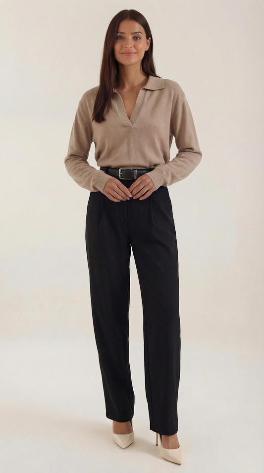 Maglione Donna Polo con Scollo a V