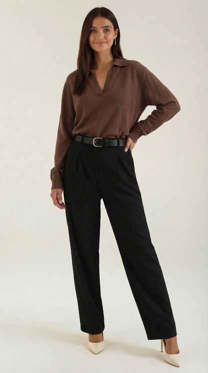 Maglione Donna Polo con Scollo a V