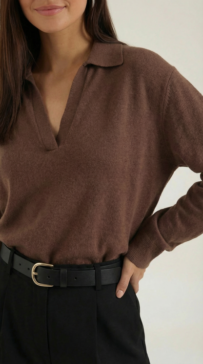 Maglione Donna Polo con Scollo a V