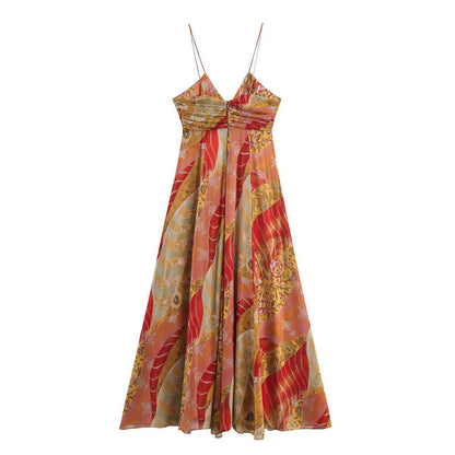 Abito Lungo Donna Slip Dress con Scollo a V