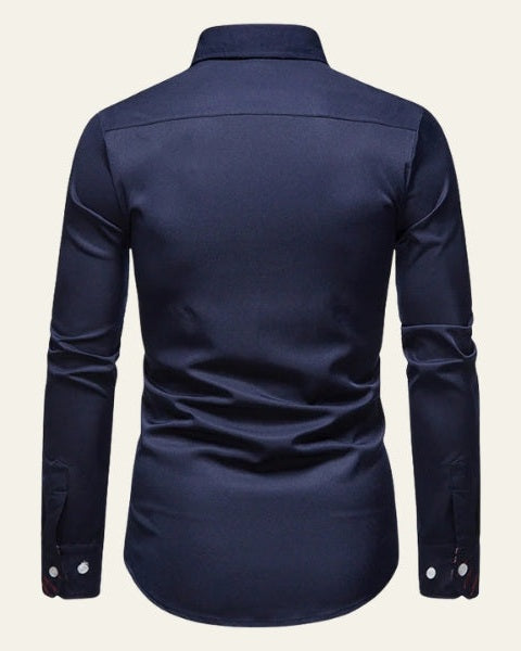 Camicia Uomo a Bottoni Bordo a Contrasto Sartoriale