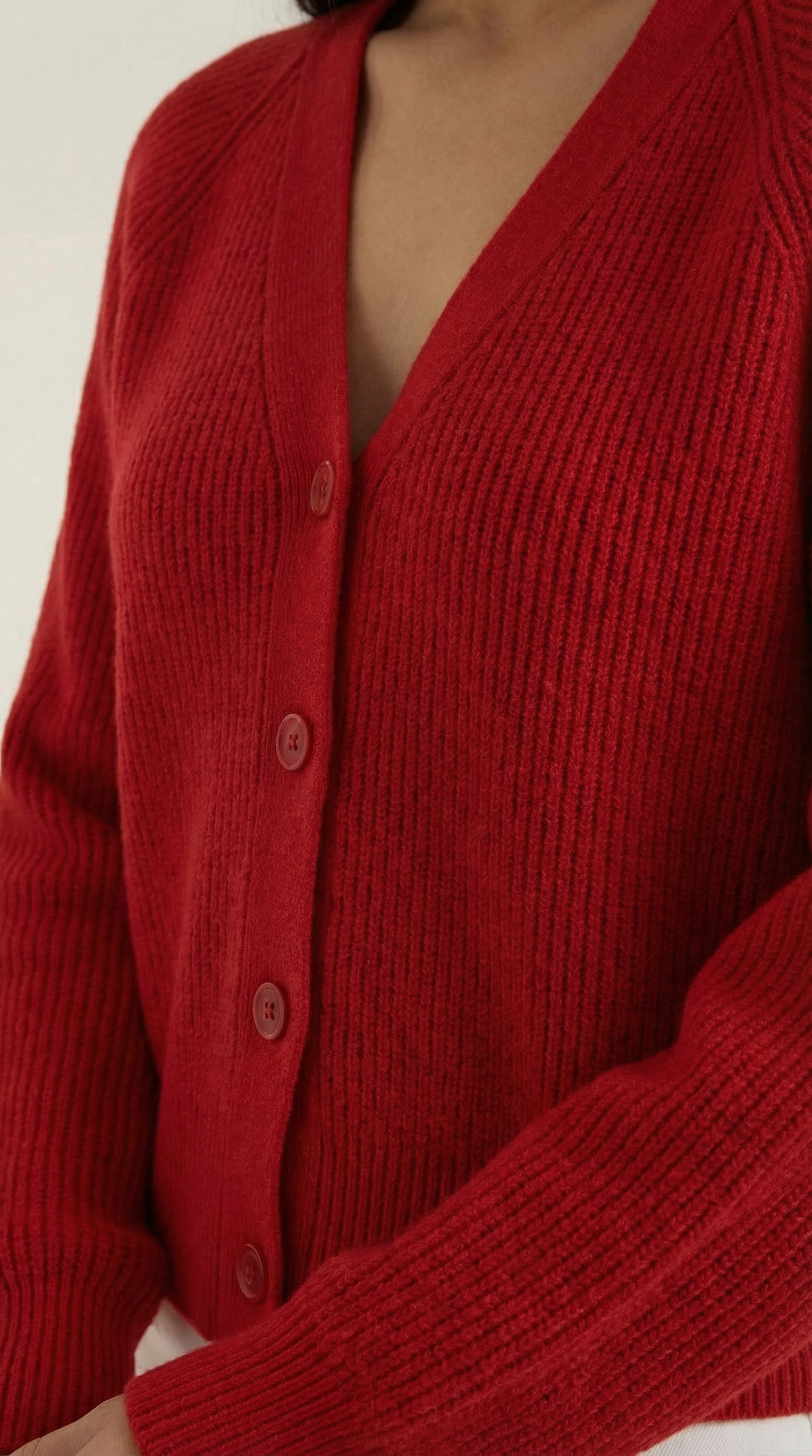 Cardigan Donna Bottonato con Scollo a V