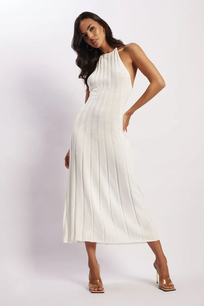 Abito Midi Donna Halter a Coste