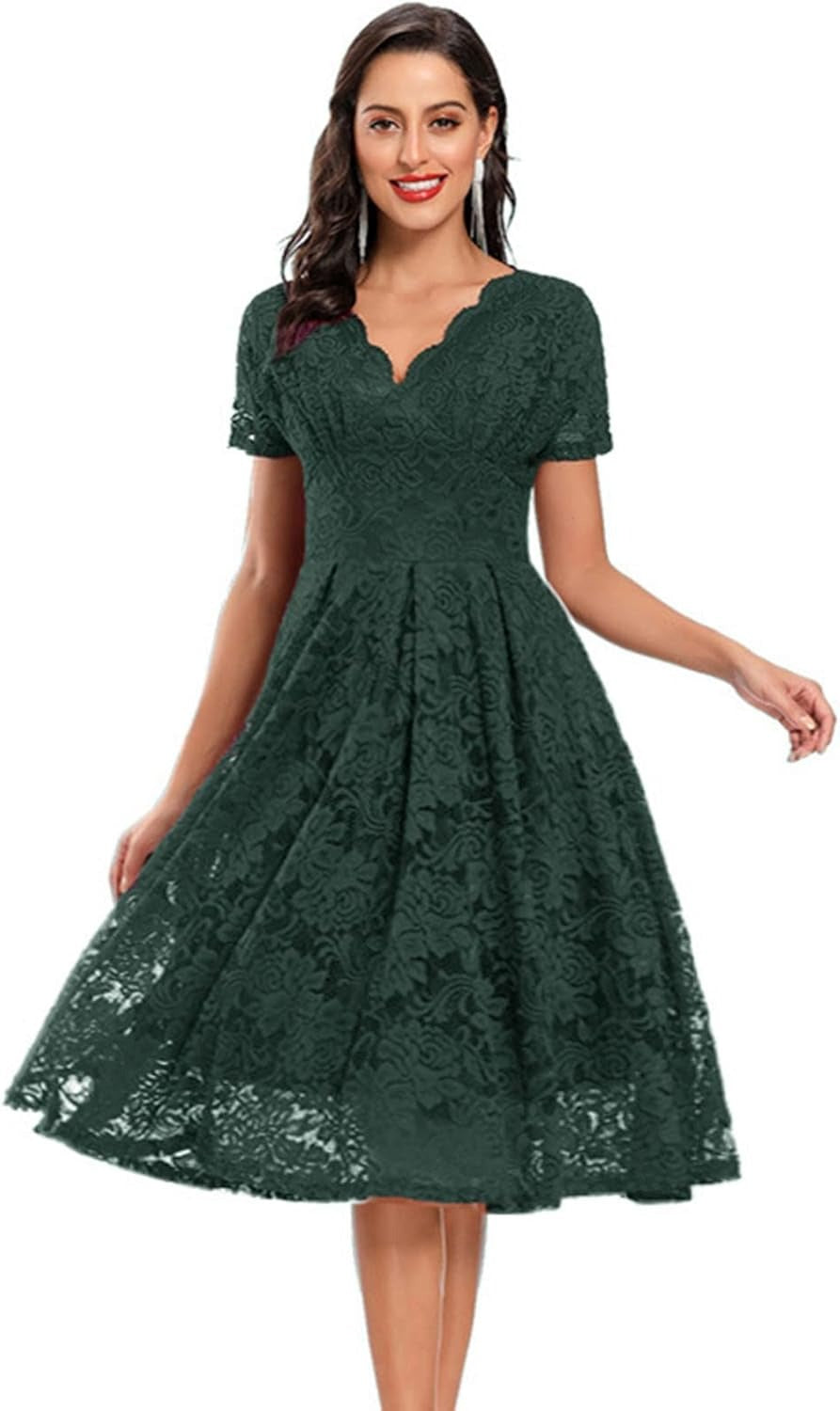 Abito Midi Donna in Pizzo Ricamato