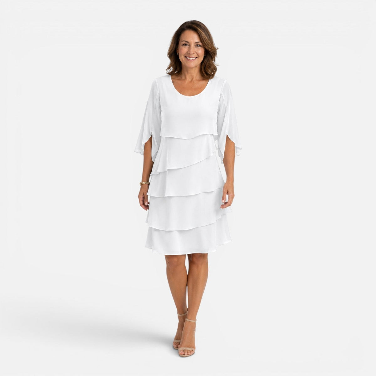 Abito Midi Donna in Chiffon a Strati