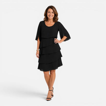 Abito Midi Donna in Chiffon a Strati