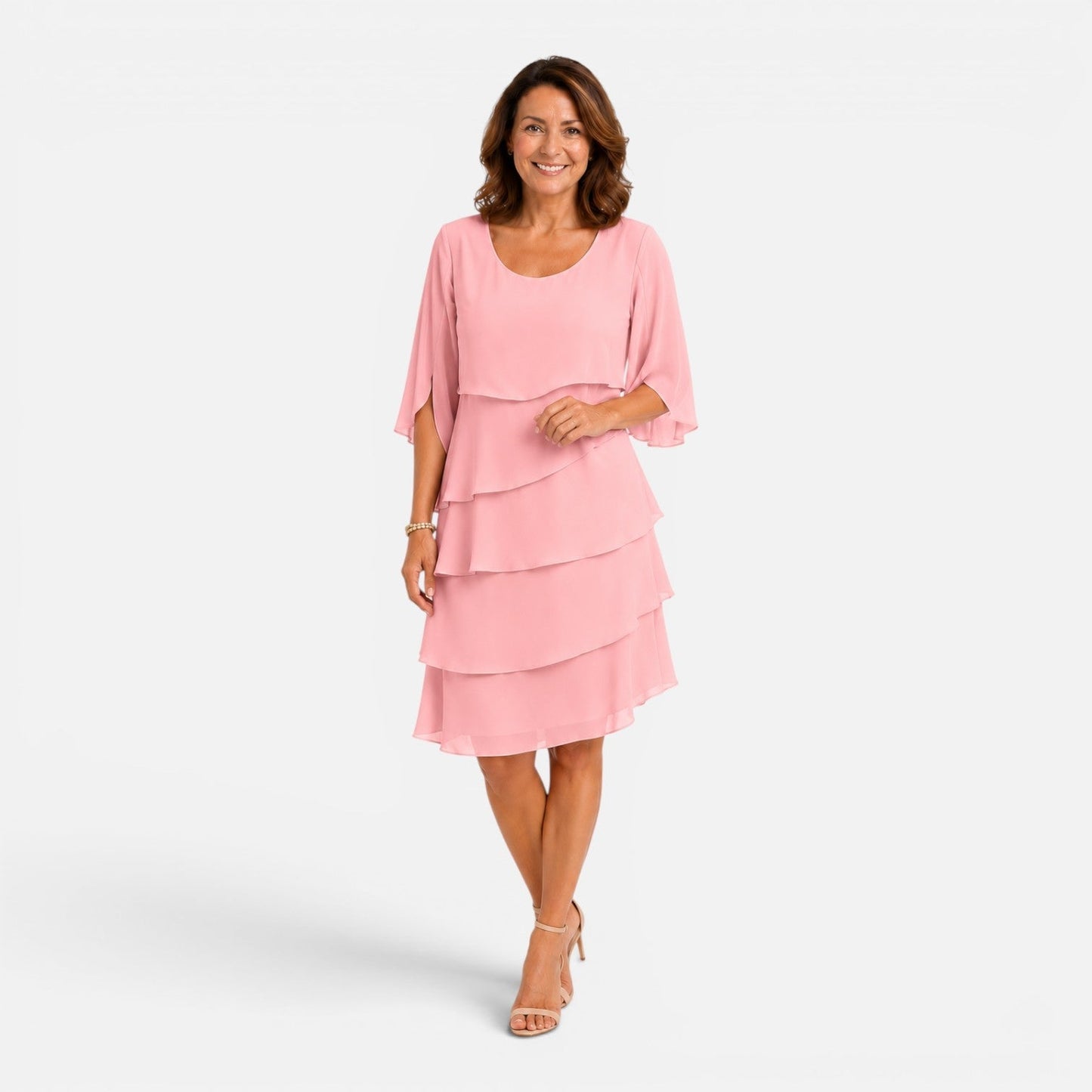 Abito Midi Donna in Chiffon a Strati