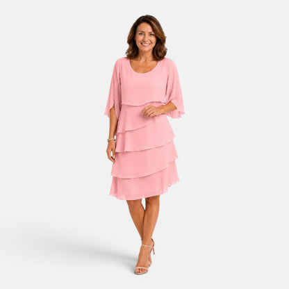 Abito Midi Donna in Chiffon a Strati