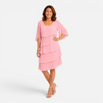 Abito Midi Donna in Chiffon a Strati