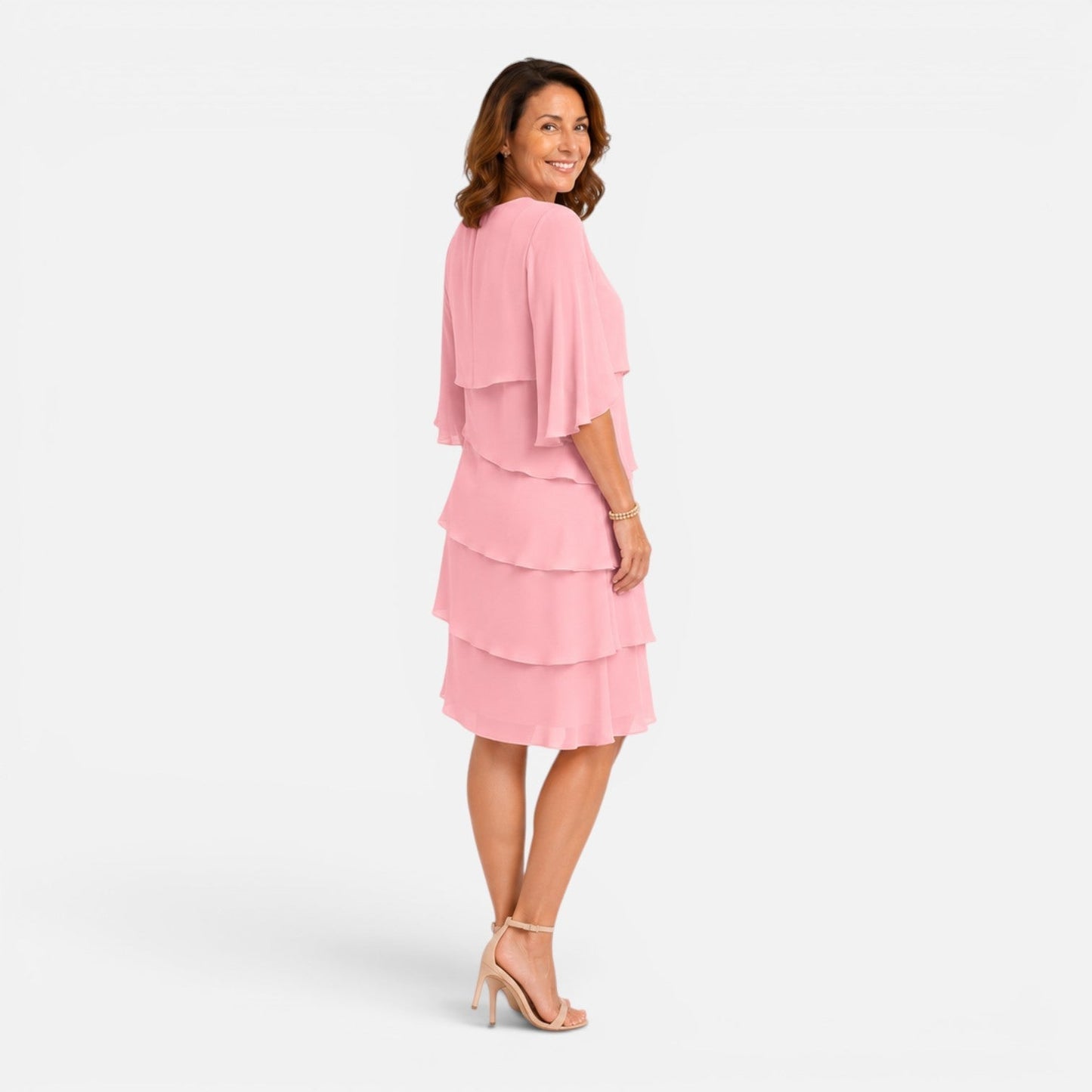 Abito Midi Donna in Chiffon a Strati